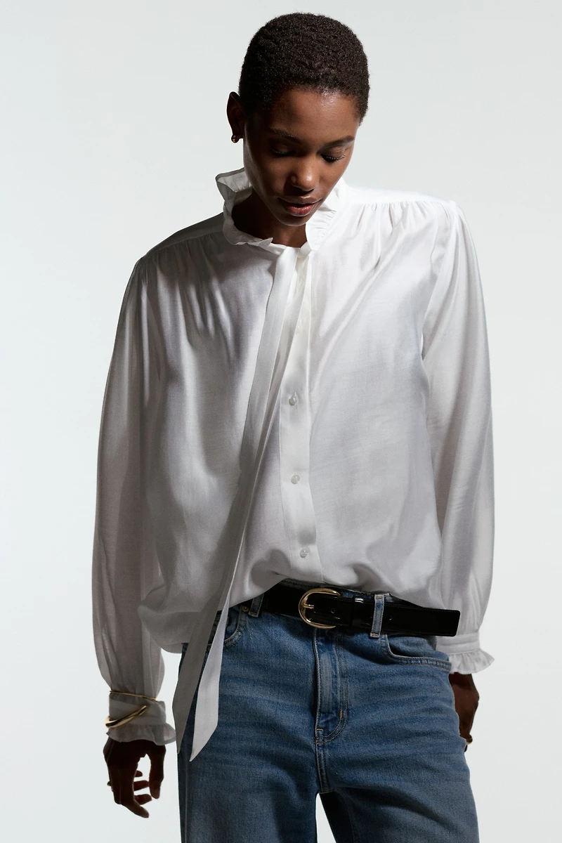 Blouse with Bow Collar