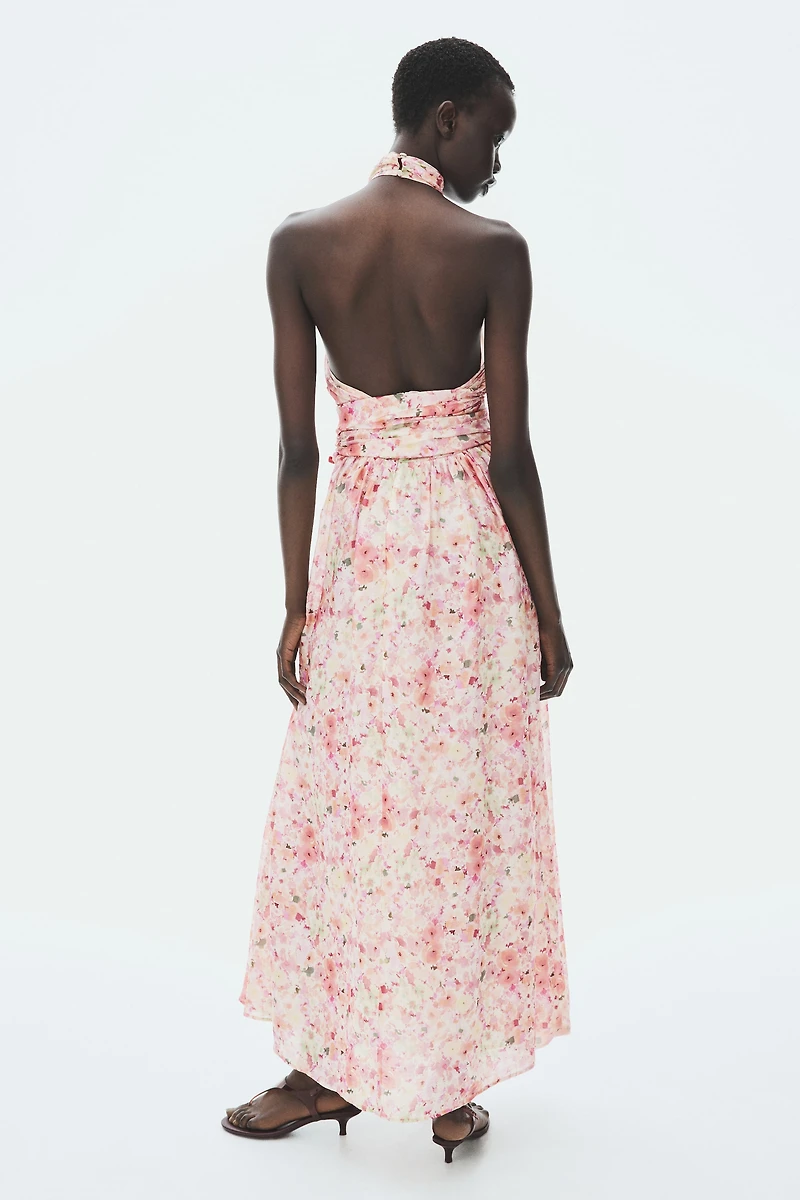 Tie-Detail Halterneck Dress