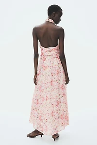 Tie-Detail Halterneck Dress