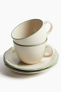 2-Pack Stoneware Cup and Saucer