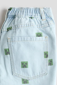Short en denim imprimé