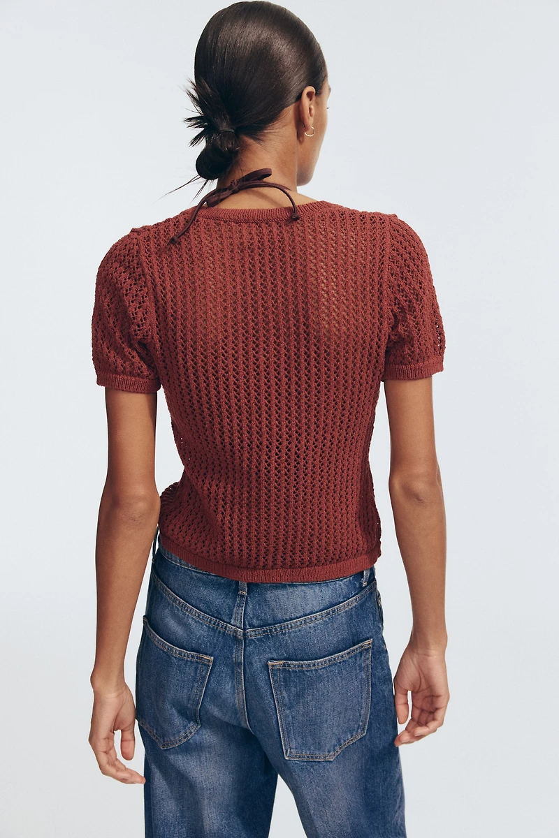 Pointelle-Knit Cardigan