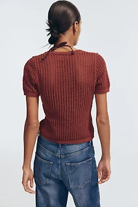 Pointelle-Knit Cardigan