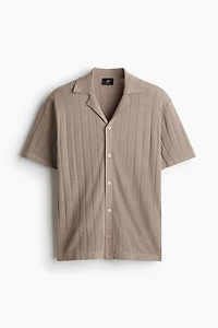 Chemise coupe classique lin mélangé à col cubain