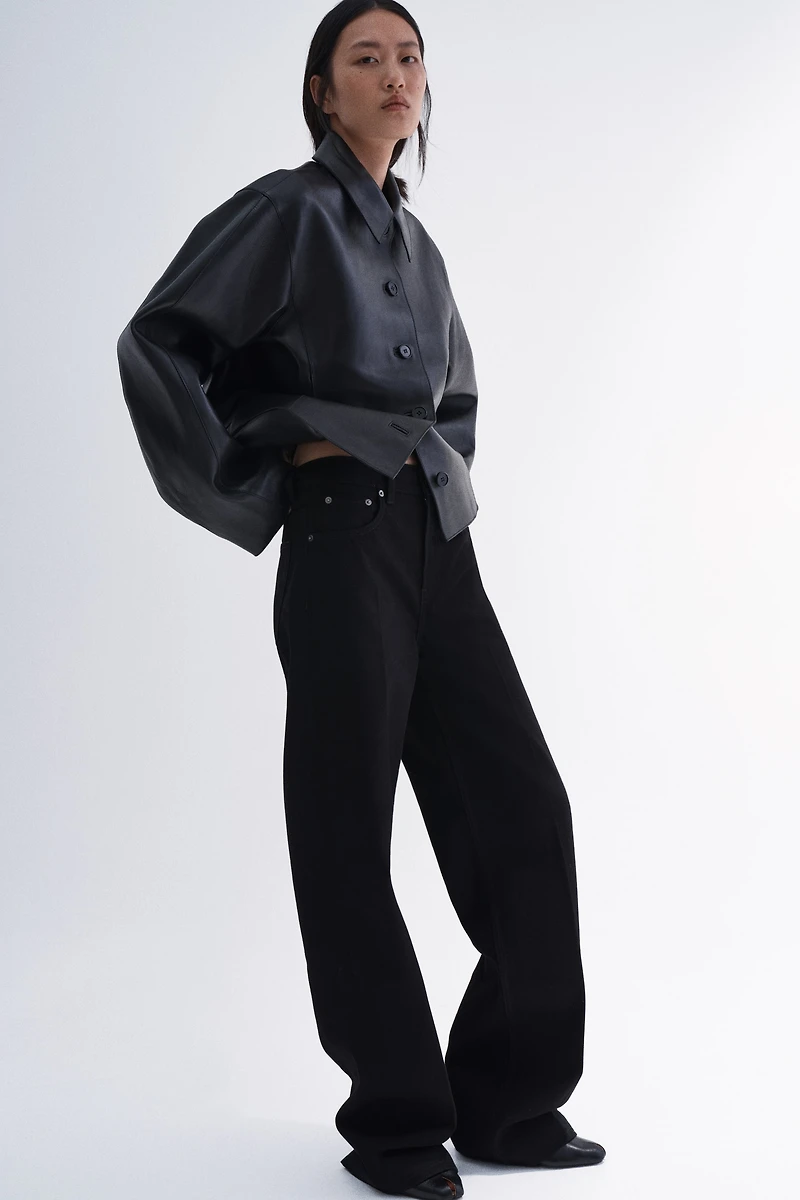 Wide-Leg Creased Jeans