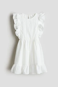 Flounce-Trimmed Cotton Dress