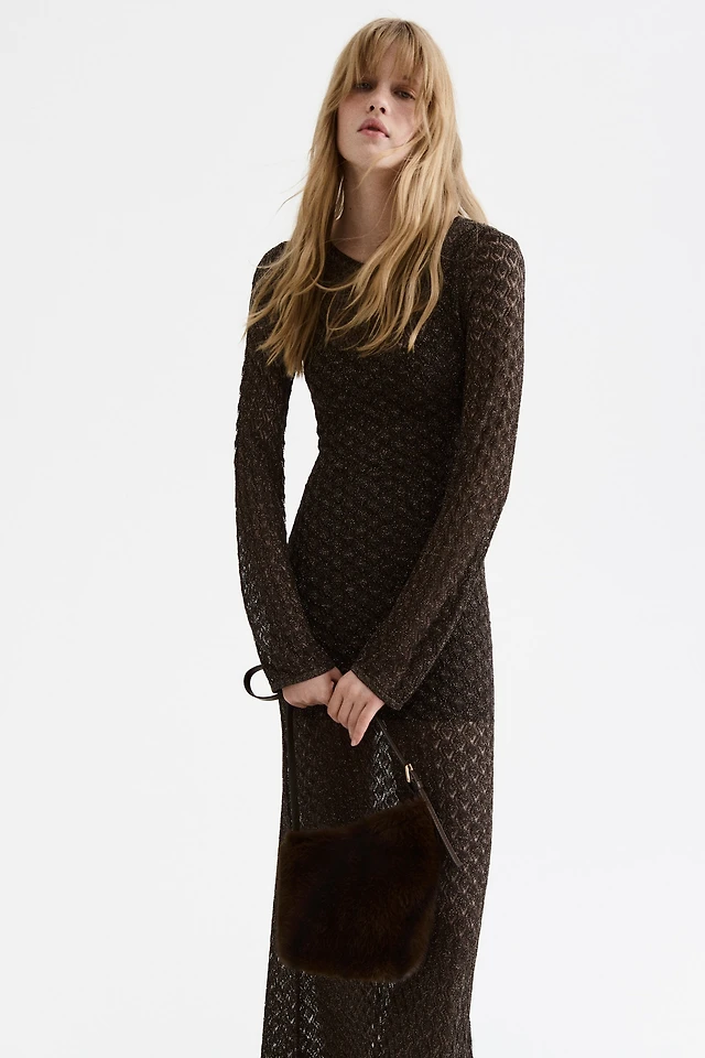 zara ruffled pointelle knit dress Zara Knitted Pointelle Dress S (4-6) Like new