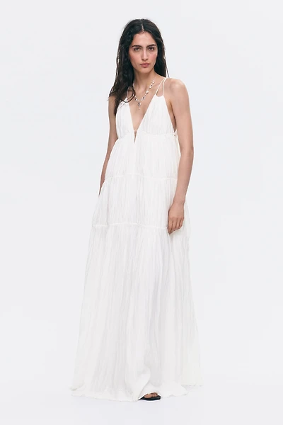 Drawstring-Detail A-Line Dress