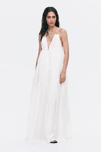 Drawstring-Detail A-Line Dress