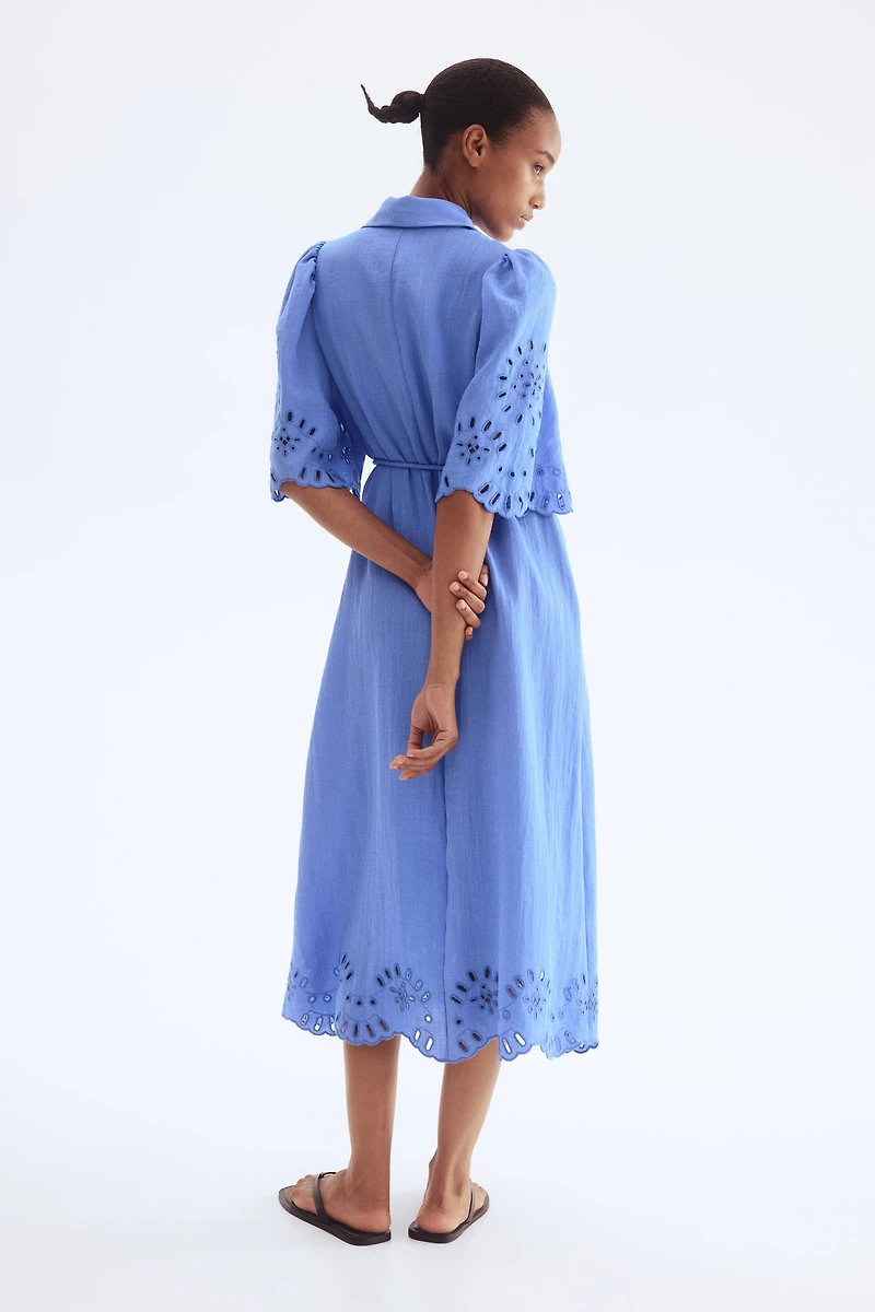 Shirt Dress with Eyelet Embroidery