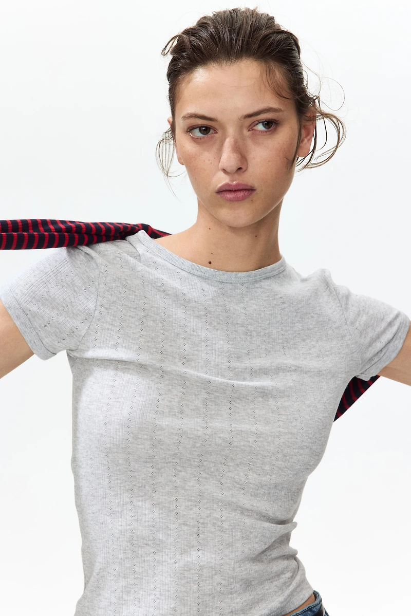 Pointelle-Knit T-Shirt