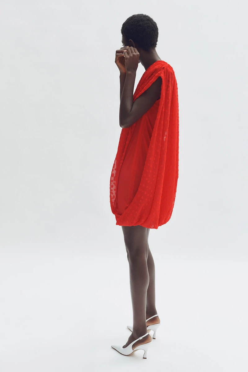 Draped One-Shoulder Dress