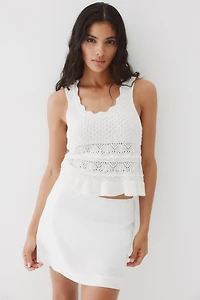 Linen-Blend Mini Skort