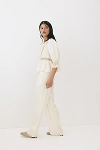 Lace-Trimmed Drawstring Pants