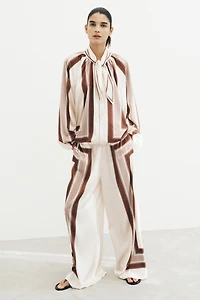 Scarf-Collar Satin Jacket