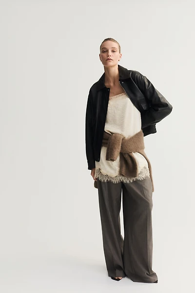 Lace-Trimmed Slip Dress