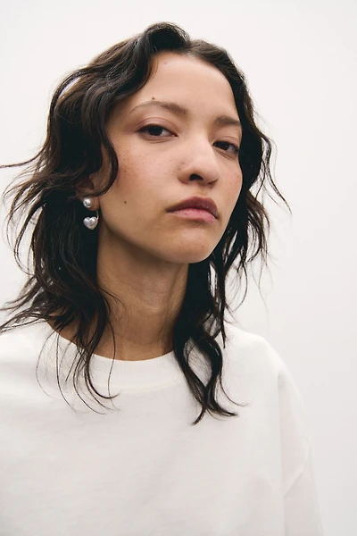 Boucles d'oreilles doubles en forme de cœur