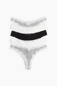 5-pack Cotton and Lace Brazilian Briefs