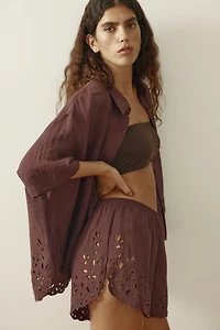 Shorts with Eyelet Embroidery