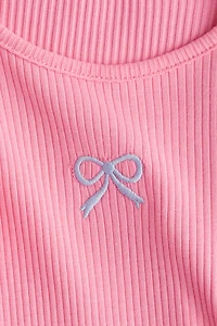 Embroidered-Motif Tank Top
