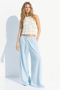 Linen-Blend Drawstring Pants