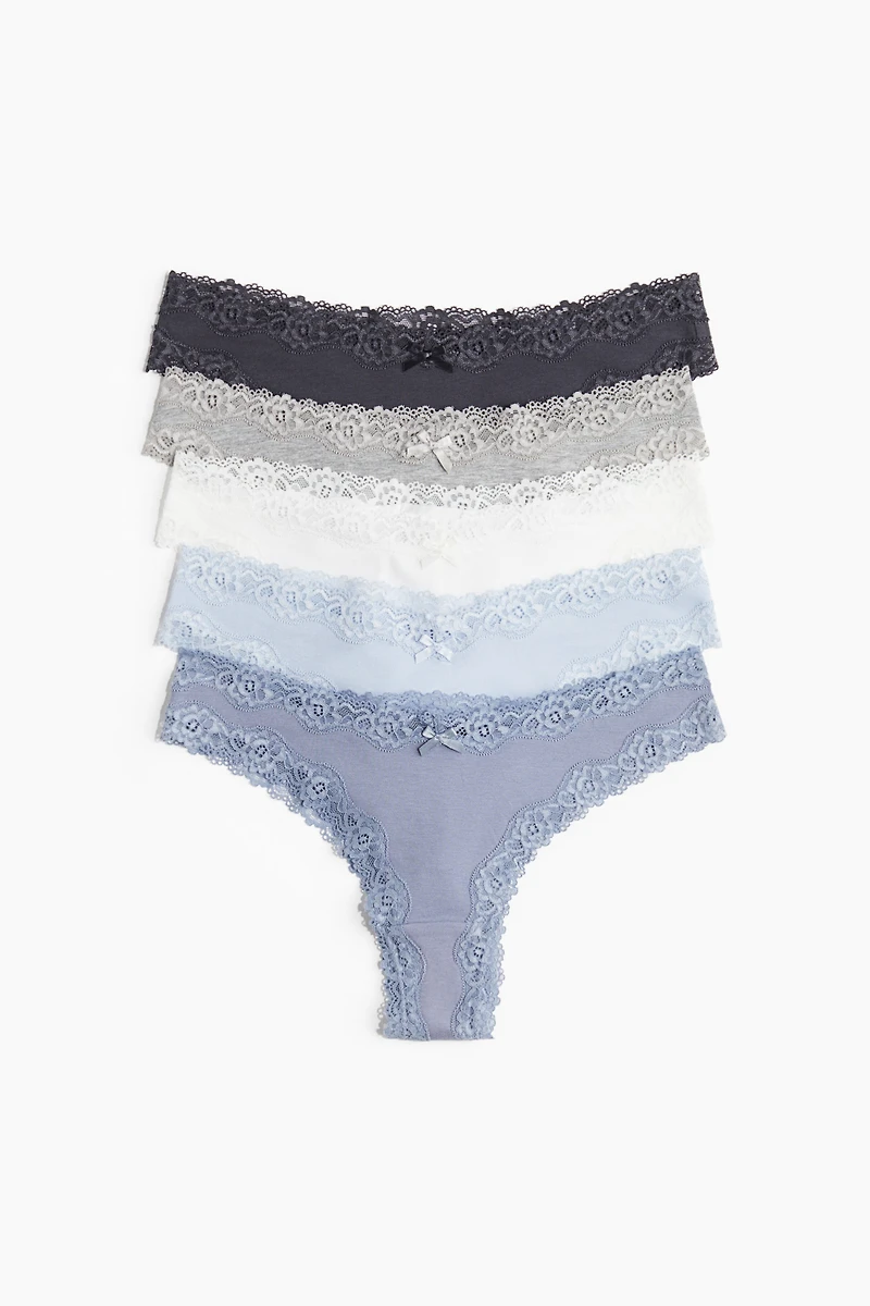 5-pack Cotton and Lace Brazilian Briefs