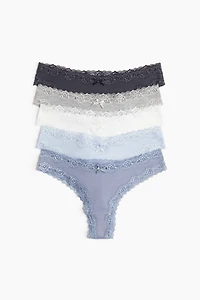 5-pack Cotton and Lace Brazilian Briefs