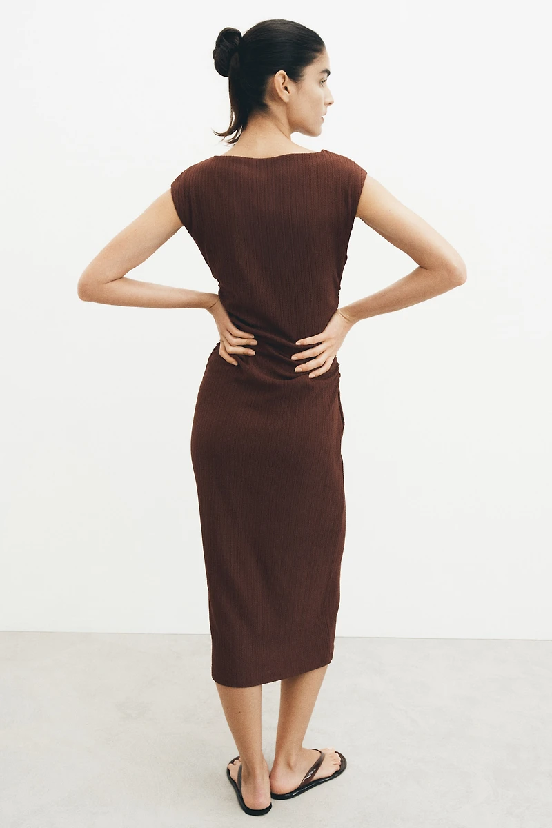 Cap-Sleeved Crinkled Dress