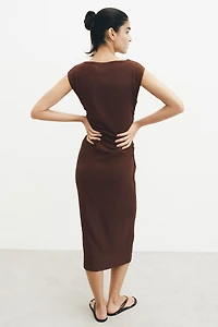Cap-Sleeved Crinkled Dress