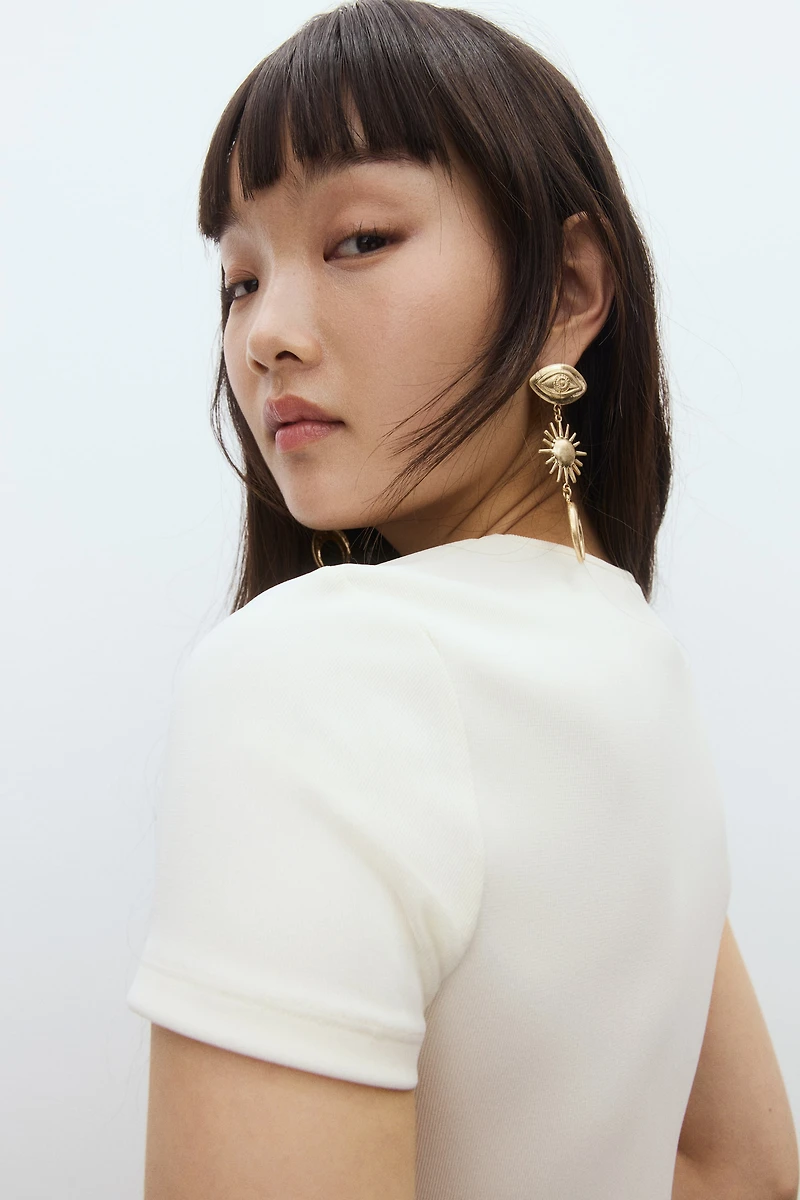 Bead-Detail Ribbed T-Shirt