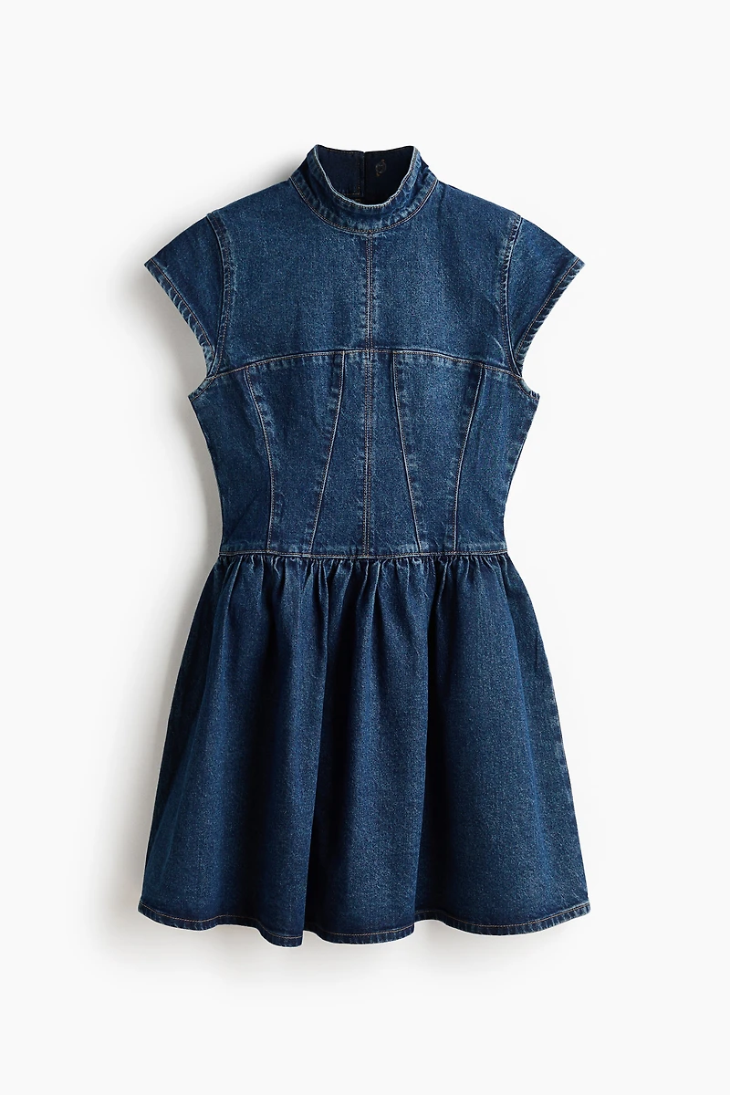 Denim Dress with Flared Skirt