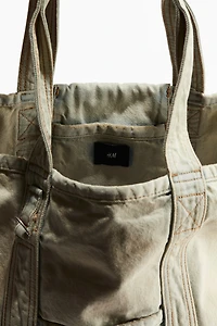 Washed-look denim shopper