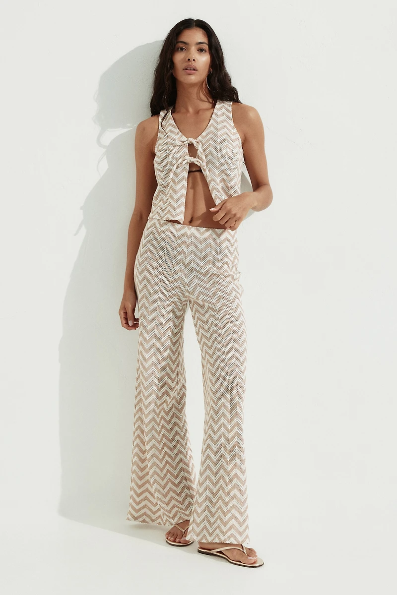 Wide-Leg Jacquard-Knit Pants
