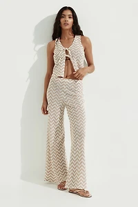 Wide-Leg Jacquard-Knit Pants