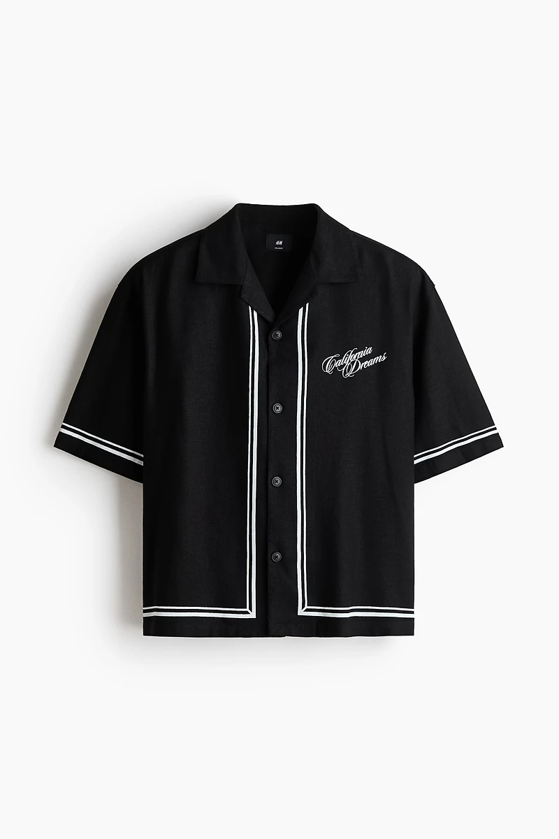 Chemise imprimée décontractée à col cubain
