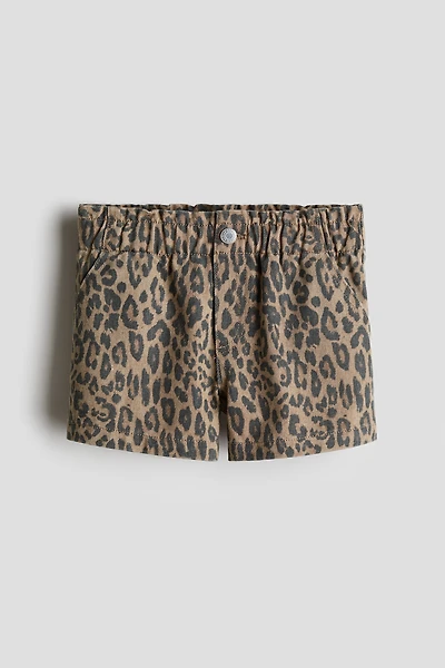 Printed cotton twill shorts