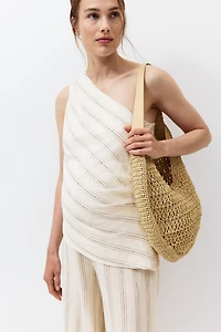 MAMA One-Shoulder Textured Cotton Top