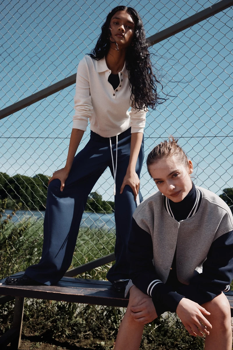 Motif-Detail Baseball Jacket