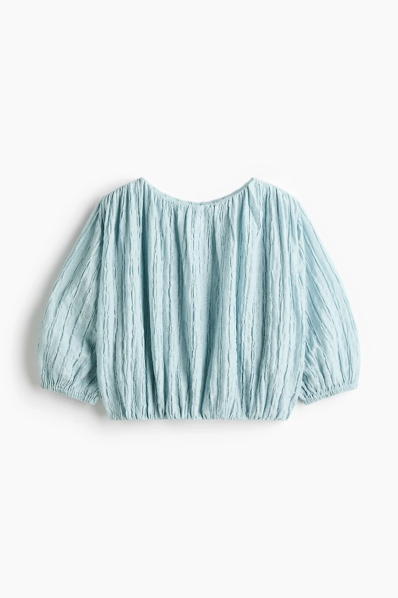 Textured Bubble-Hem Blouse
