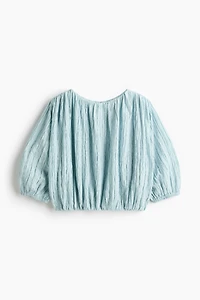 Textured Bubble-Hem Blouse
