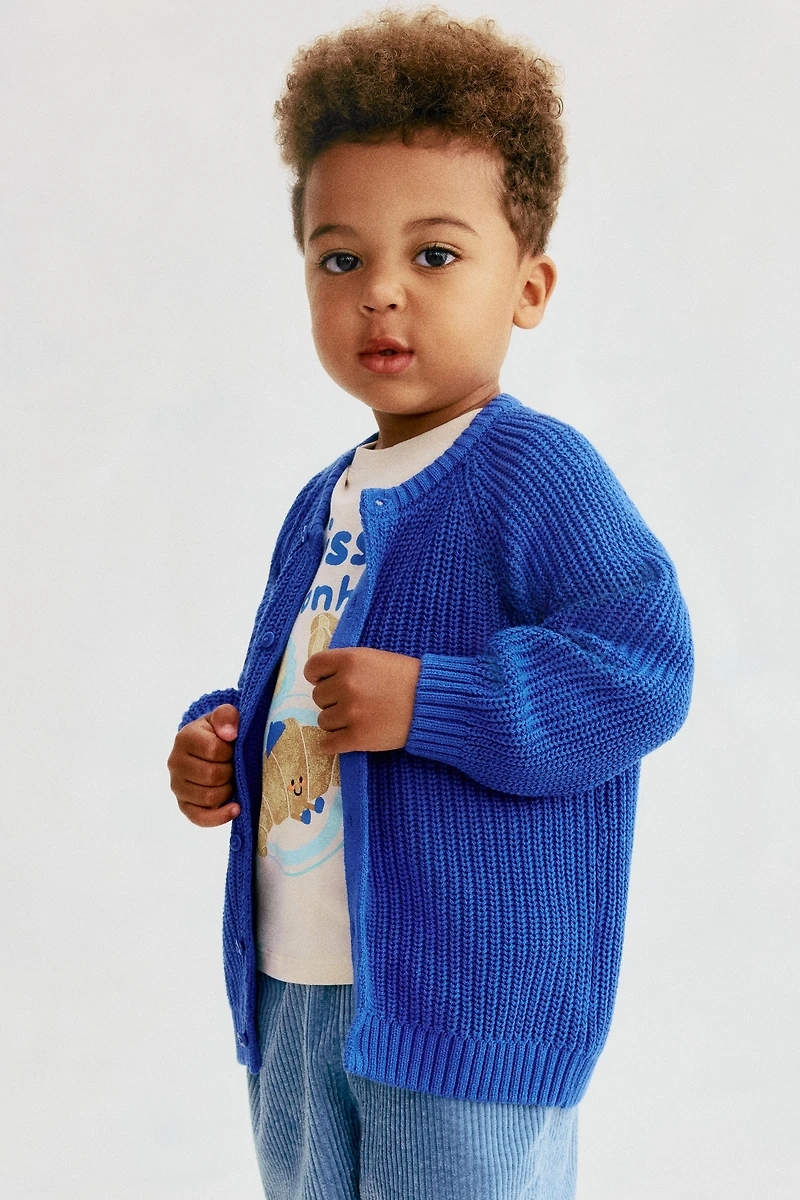 Patent-Knit Cotton Cardigan