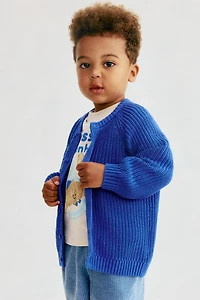 Patent-Knit Cotton Cardigan