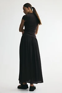 Asymmetric Dual-Fabric Dress