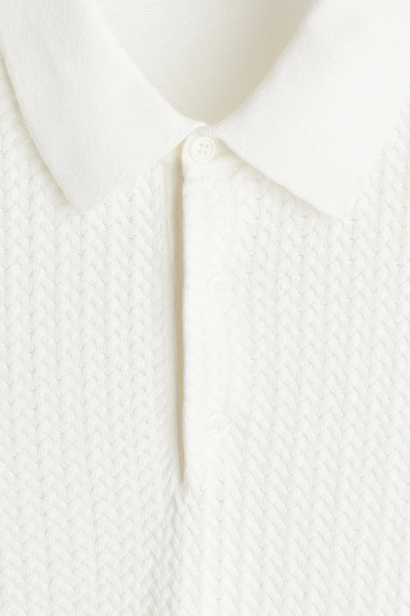 Slim-Fit Cable-Knit Polo Shirt