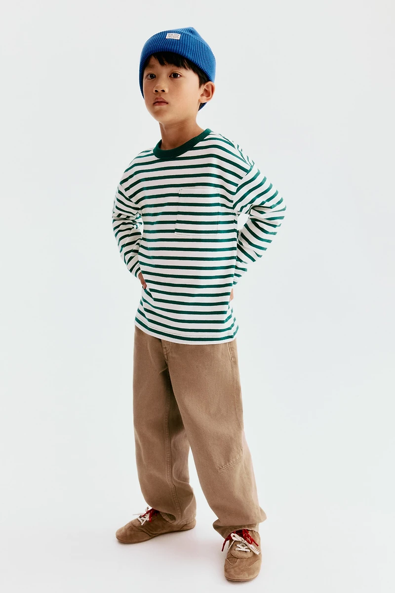 Twill Barrel-Leg Pants