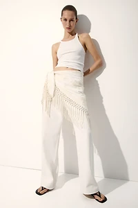 Foulard triangulaire frangé