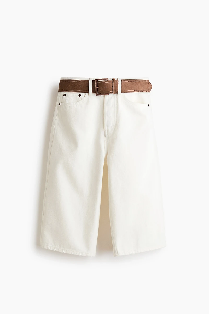 Denim Bermuda Shorts with Belt