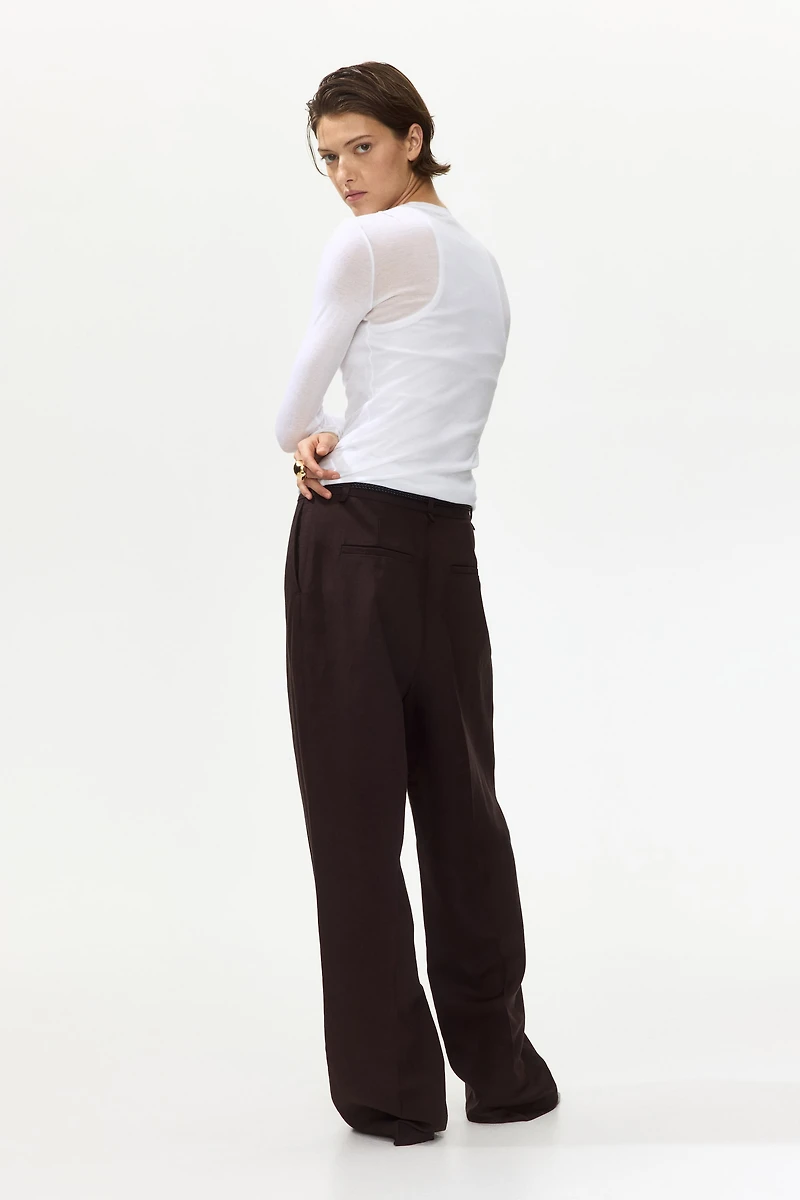 Linen-Blend Pants with Belt