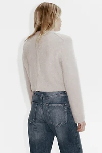 Mohair-Blend Cardigan with Shoulder Pads