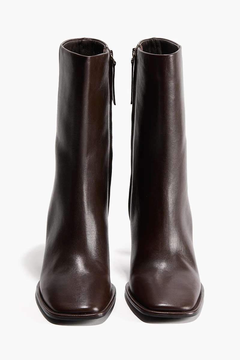 Heeled Leather Ankle Boots